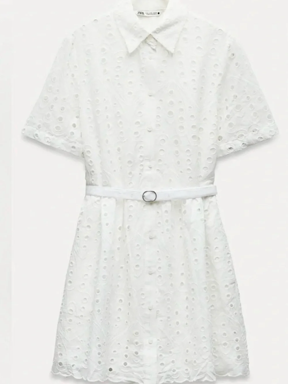 Zara ZW Collection Embroidered Eyelet Mini Dress NWT Size M White - Picture 5 of 13